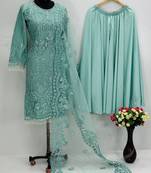 Blue net embroidered readymade suits