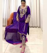 Blue georgette embroidered readymade suits