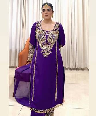 Blue georgette embroidered readymade suits 2