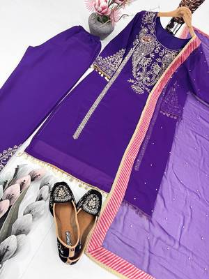 Blue georgette embroidered readymade suits 3
