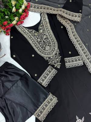 Black georgette embroidered readymade suits 2