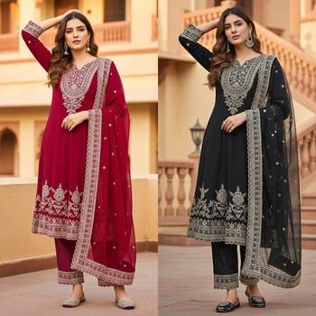 Maroon georgette embroidered readymade suits 2