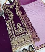 Lavender georgette embroidered readymade suits