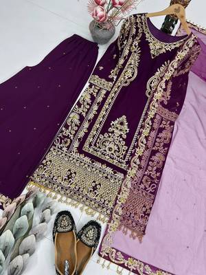 Lavender georgette embroidered readymade suits 2