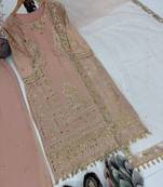 Peach georgette embroidered readymade suits