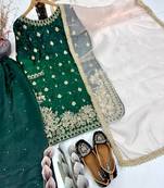 Green georgette embroidered readymade suits