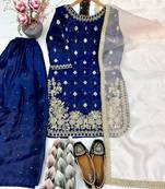 Blue georgette embroidered readymade suits