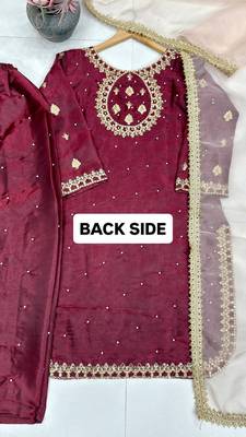 Maroon georgette embroidered readymade suits 2