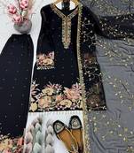 Black silk embroidered readymade suits