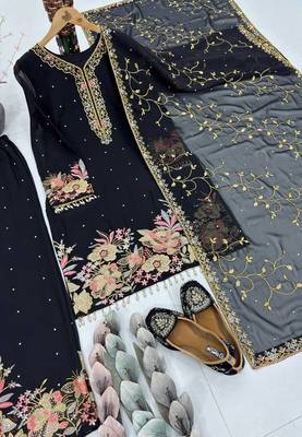Black silk embroidered readymade suits 2
