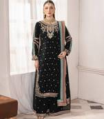 Black georgette embroidered readymade suits
