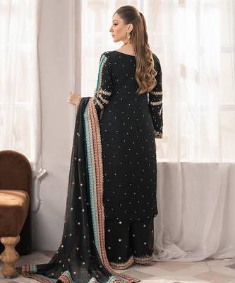 Black georgette embroidered readymade suits 2