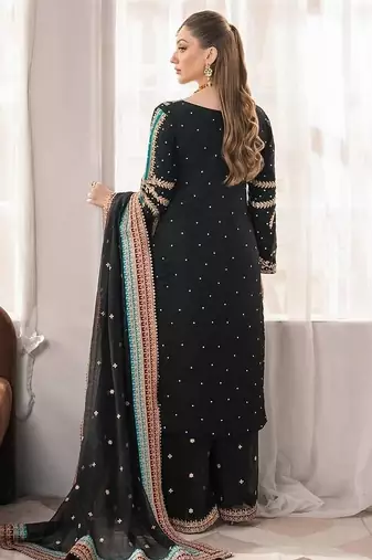 Black georgette embroidered readymade suits