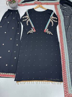 Black georgette embroidered readymade suits 5