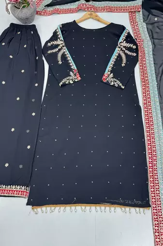 Black georgette embroidered readymade suits