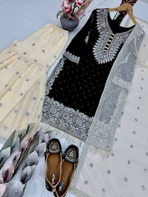 Black georgette embroidered readymade suits 1