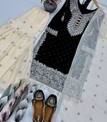 Black georgette embroidered readymade suits