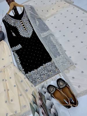 Black georgette embroidered readymade suits 2