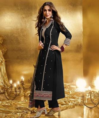 Black georgette embroidered readymade suits 1