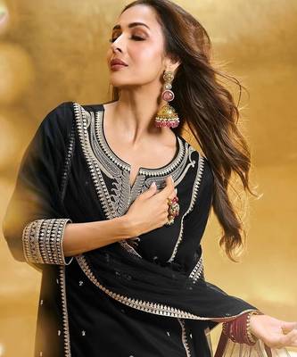 Black georgette embroidered readymade suits 2