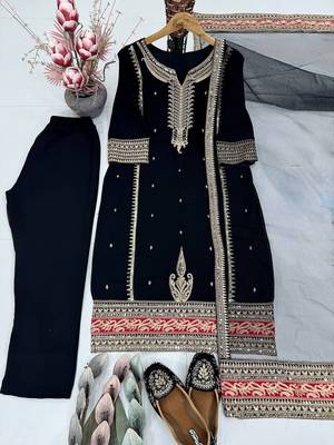 Black georgette embroidered readymade suits 3