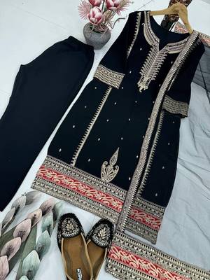 Black georgette embroidered readymade suits 4