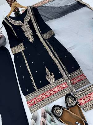 Black georgette embroidered readymade suits 5