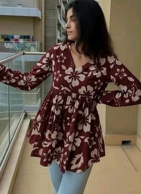 Pack Of 1 Handmade Block Printed Rayon Fabric Designer Tops & Tunics For Women's & Girls 1