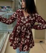 Pack Of 1 Handmade Block Printed Rayon Fabric Designer Tops & Tunics For Women's & Girls