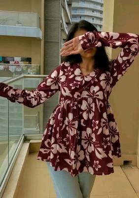 Pack Of 1 Handmade Block Printed Rayon Fabric Designer Tops & Tunics For Women's & Girls 2