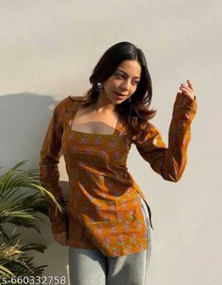 Pack Of 1 Handmade Block Printed Rayon Fabric Designer Tops & Tunics For Women's & Girls 1