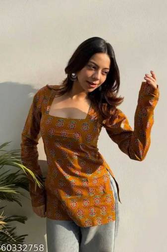 Pack Of 1 Handmade Block Printed Rayon Fabric Designer Tops & Tunics For Women's & Girls