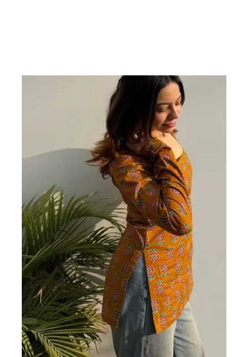 Pack Of 1 Handmade Block Printed Rayon Fabric Designer Tops & Tunics For Women's & Girls 3