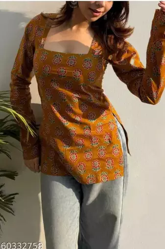 Pack Of 1 Handmade Block Printed Rayon Fabric Designer Tops & Tunics For Women's & Girls