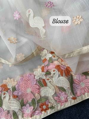 White chiffon saree with all over designer embroidery 5