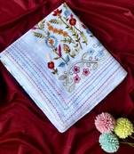 White loom tussar saree with all over designer embroidery