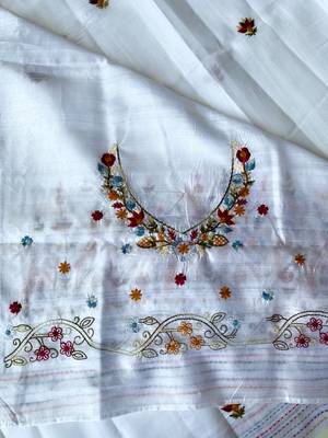White loom tussar saree with all over designer embroidery 2