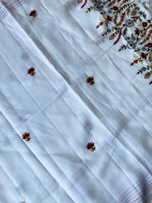 White loom tussar saree with all over designer embroidery 5