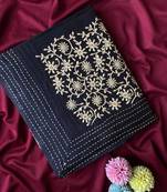 Black matka silk  saree with all over designer embroidery