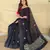Black matka silk saree with all over designer embroidery