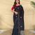 Black matka silk  saree with all over designer embroidery