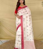 White heritage with a royal touch  tussar silk saree