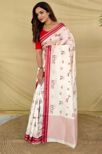 White heritage with a royal touch tussar silk saree