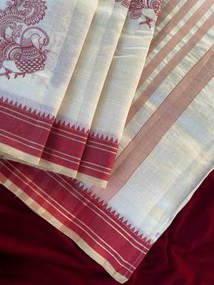 White heritage with a royal touch tussar silk saree 2