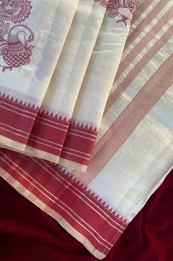 White heritage with a royal touch tussar silk saree