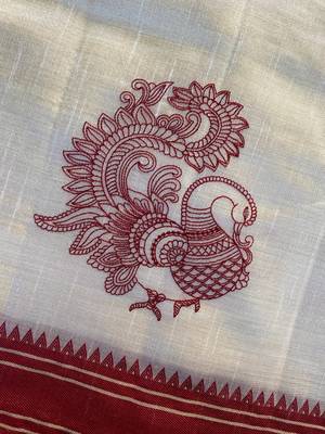 White heritage with a royal touch tussar silk saree 4