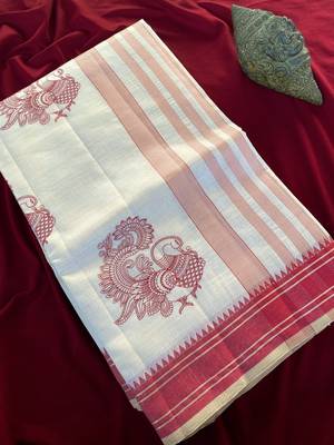 White heritage with a royal touch tussar silk saree 1