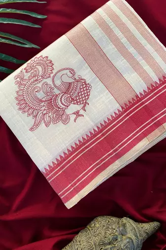 White heritage with a royal touch tussar silk saree