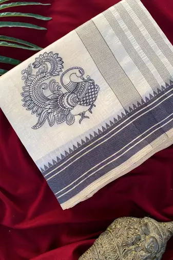 White heritage with a royal touch tussar silk saree