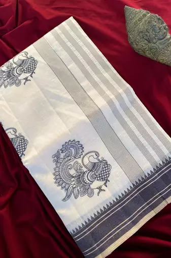 White heritage with a royal touch  tussar silk saree